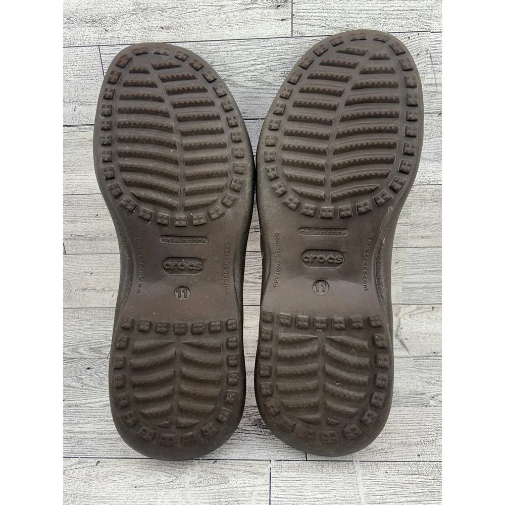 Crocs Women Slide Sandals Brown Pink‎ Dual Strap Slip On Shoes Size 11
